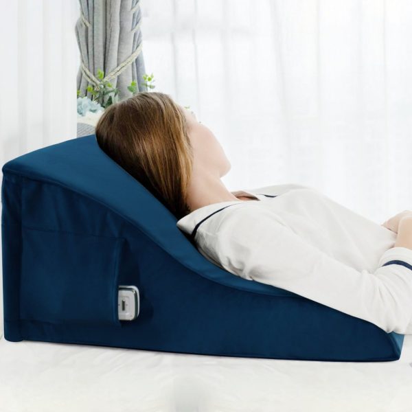 backrest velvet button blue