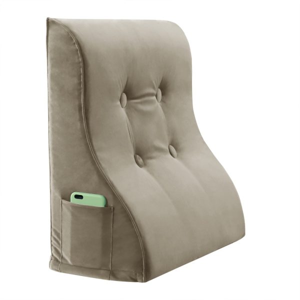 backrest velvet button light tan