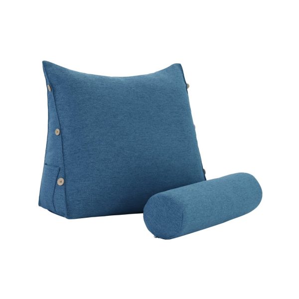 reading pillow bolster blue