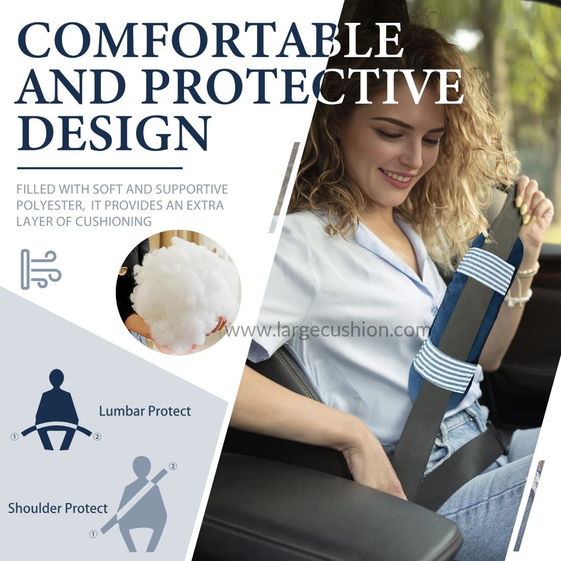Car Seat Belt Protector Pad, Soft Seatbelt Cover for Shoulder Cushion 5 Car Seat Belt Protector Pad, Soft Seatbelt Cover for Shoulder Cushion - Image 5