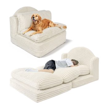 Folding Floor Sofa Bed - Soft Corduroy Convertible Sleeper Chair
