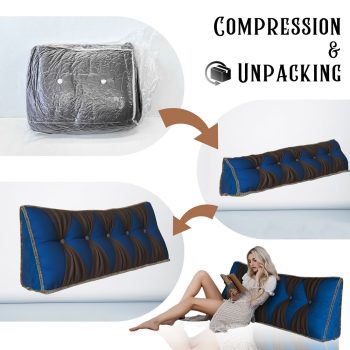 headboard backrest pillow blue 4896