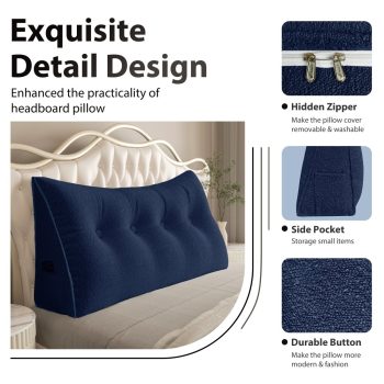 large headboard reading pillow blue 5617