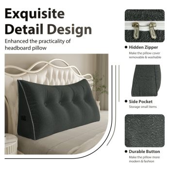 large headboard reading pillow gray 5632