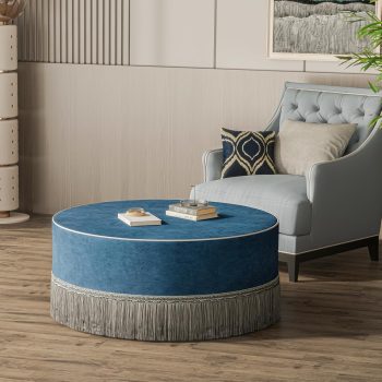 round ottoman table blue 5384