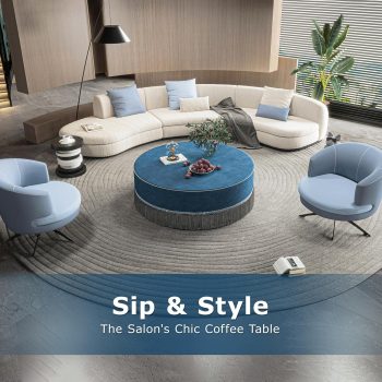 round ottoman table blue 5388