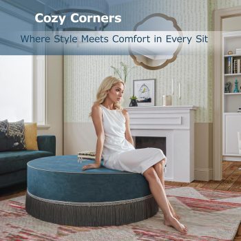 round ottoman table blue 5389