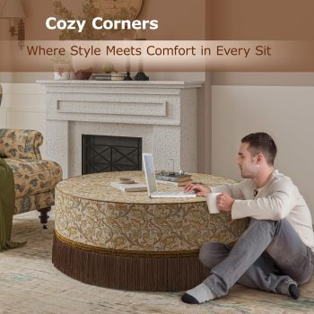 round upholstered ottoman 5382