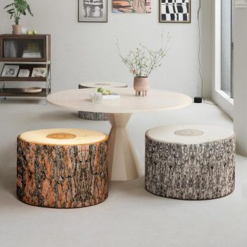 wood log cushion ottoman pouf 5407
