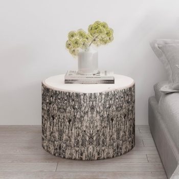 wood log cushion ottoman pouf 5408