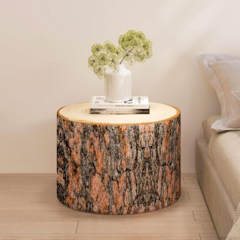 wood log cushion ottoman pouf 5409