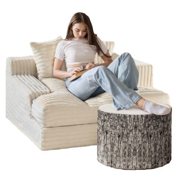 wood log cushion ottoman pouf 5411
