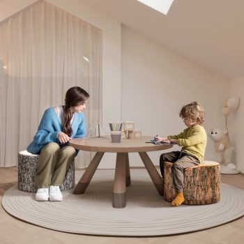 wood log cushion ottoman pouf 5413