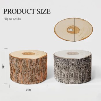 wood log cushion ottoman pouf 5415