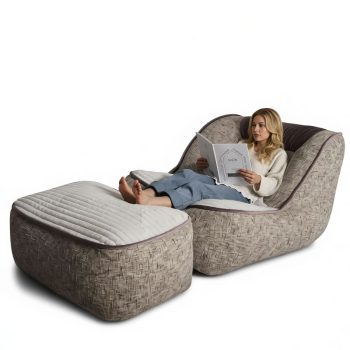 Modern Plush Recliner Chair with Ottoman, Upholstered Lounge Sofa Indoor