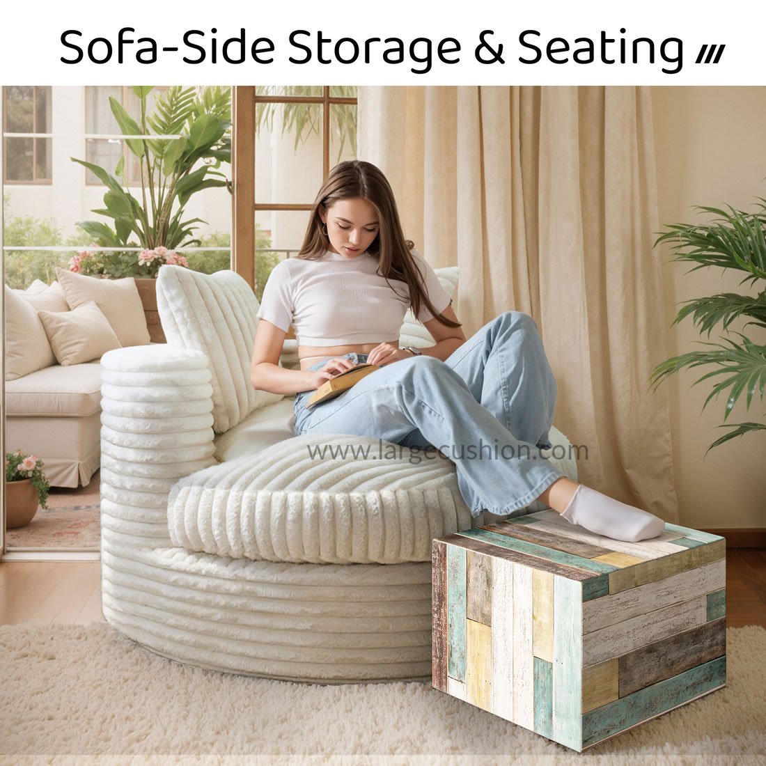 Multi-Functional Ottoman Pouf - Cube Footstool for Home Decor (Colorful Flooring) 3 Multi-Functional Ottoman Pouf - Cube Footstool for Home Decor (Colorful Flooring) - Image 3