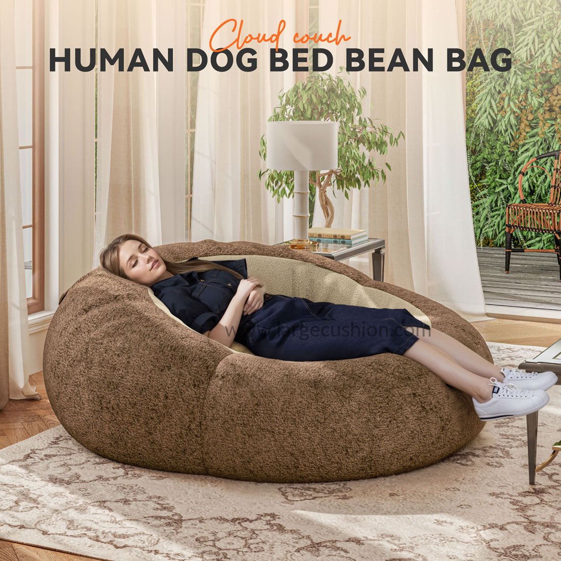 Soft Bean Bag Floor Lounger - Human Pet Bed, Plush, Washable, Cozy Design 3 Soft Bean Bag Floor Lounger - Human Pet Bed, Plush, Washable, Cozy Design - Image 3
