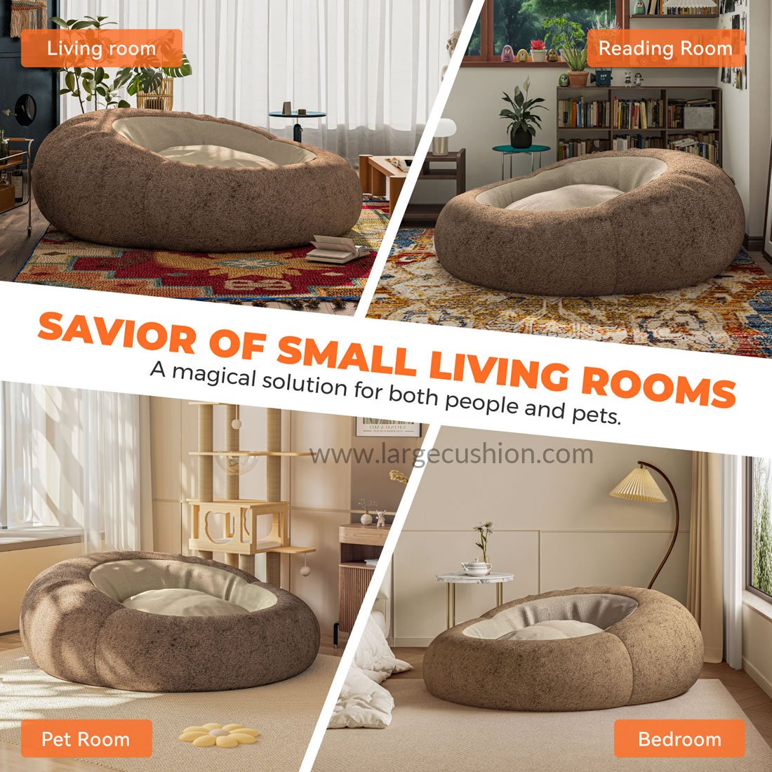 Soft Bean Bag Floor Lounger - Human Pet Bed, Plush, Washable, Cozy Design 4 Soft Bean Bag Floor Lounger - Human Pet Bed, Plush, Washable, Cozy Design - Image 4