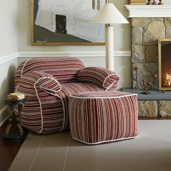 Striped Beanbag Chair with Ottoman, Modern Floor Sofa for Living Room 15 striped beanbag chair floor sofa 08