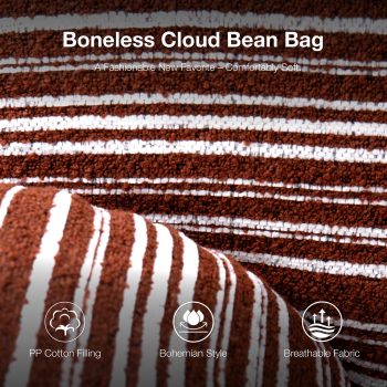 Striped Beanbag Chair with Ottoman, Modern Floor Sofa for Living Room 16 striped beanbag chair floor sofa 09