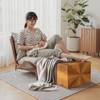 Versatile Ottoman Foot Stool, Modern Cube Pouf for Home Decor & Seating (Yellow Wood Grain) 10 versatile ottoman foot stool 04