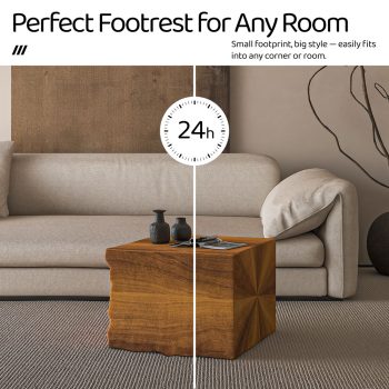 Versatile Ottoman Foot Stool, Modern Cube Pouf for Home Decor & Seating (Yellow Wood Grain) 12 versatile ottoman foot stool 06