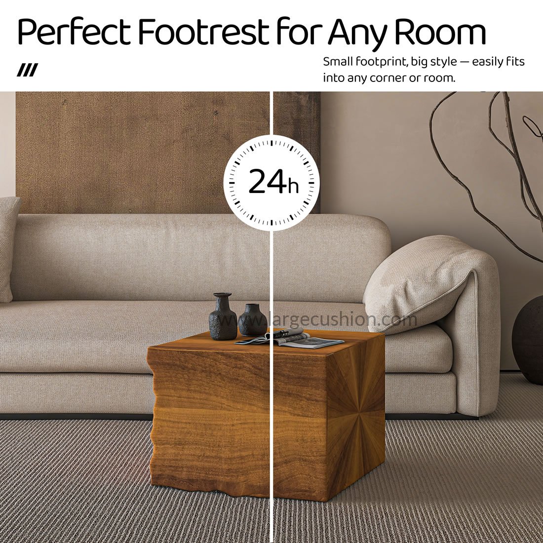 Versatile Ottoman Foot Stool, Modern Cube Pouf for Home Decor & Seating (Yellow Wood Grain) 6 Versatile Ottoman Foot Stool, Modern Cube Pouf for Home Decor & Seating (Yellow Wood Grain) - Image 6