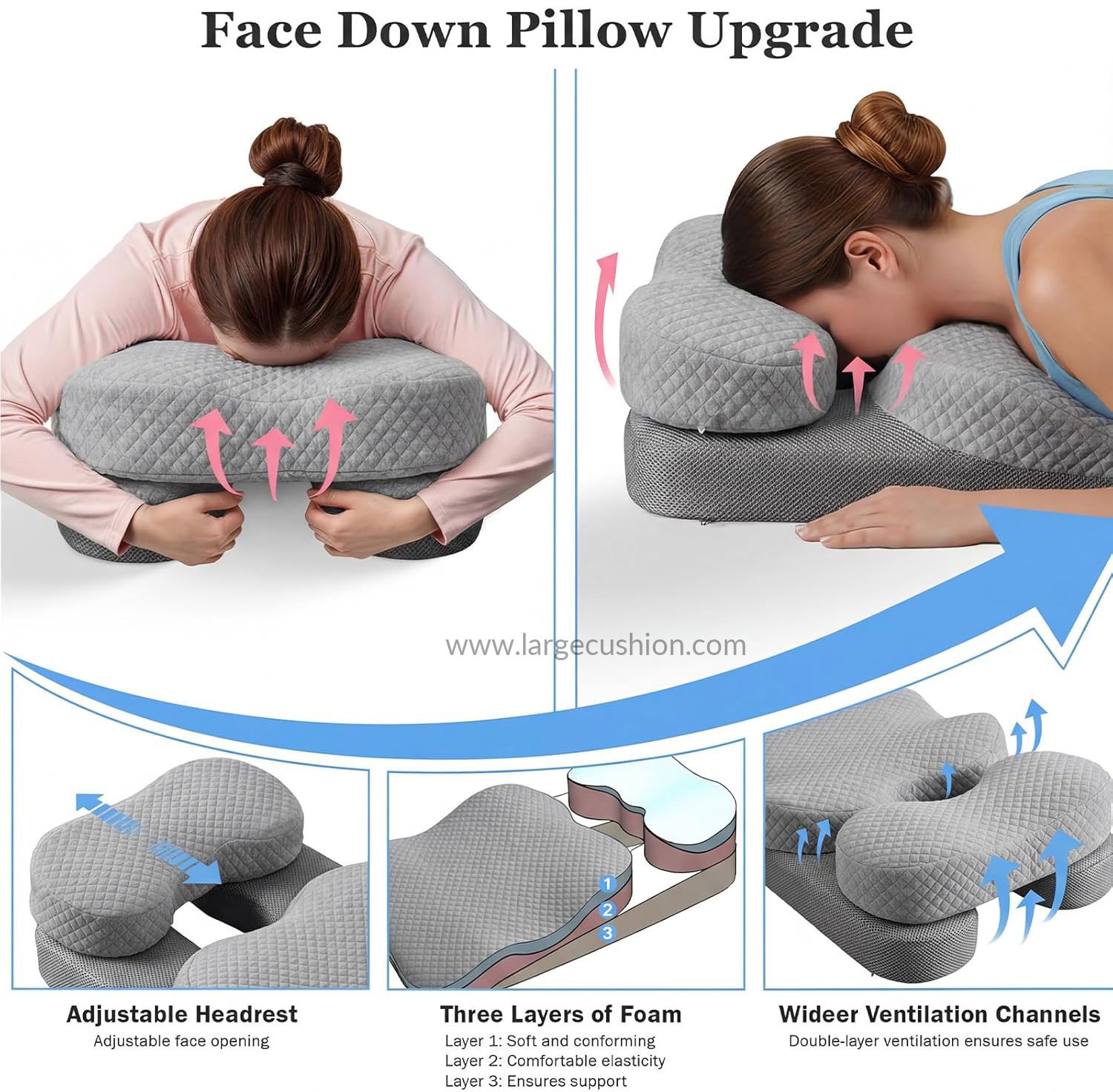 Adjustable Face Down Pillow for Eye Surgery, BBL, Massage, Sleeping 6 Adjustable Face Down Pillow for Eye Surgery, BBL, Massage, Sleeping - Image 6