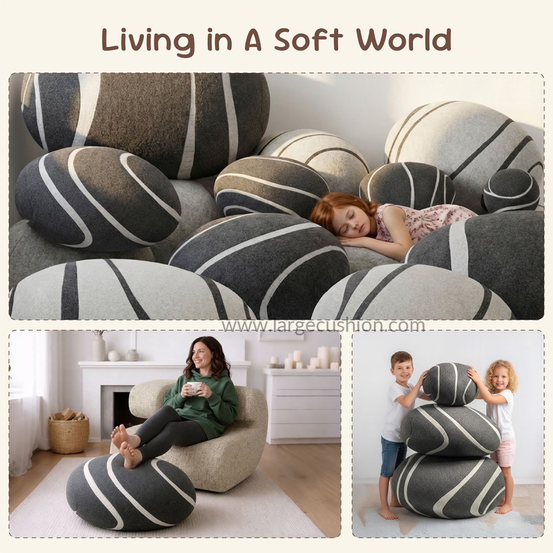Neo-LivingStones Pebble Pillows Rock Pillows Pebble Cushions Set 10 Neo-LivingStones Pebble Pillows Rock Pillows Pebble Cushions Set - Image 10