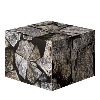 Contemporary Ottoman Cube Multi-Purpose Footstool and Seating Pouf (Stone Texture)