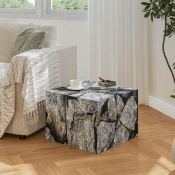 Contemporary Ottoman Cube Multi-Purpose Footstool and Seating Pouf (Stone Texture) 8 ottoman cube footstool seating pouf 02