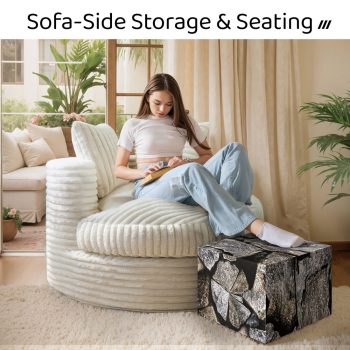 Contemporary Ottoman Cube Multi-Purpose Footstool and Seating Pouf (Stone Texture) 9 ottoman cube footstool seating pouf 03