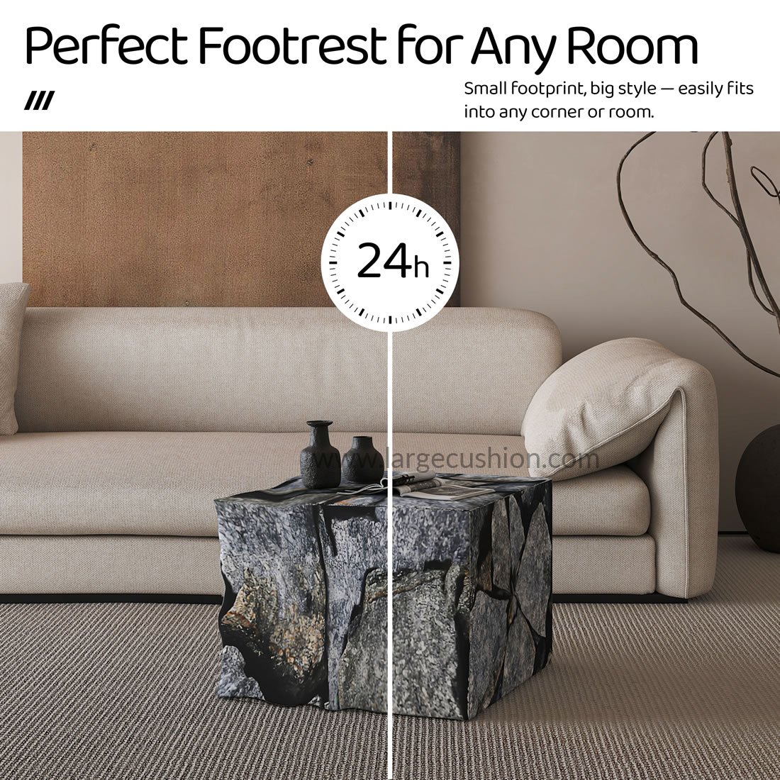 Contemporary Ottoman Cube Multi-Purpose Footstool and Seating Pouf (Stone Texture) 6 Contemporary Ottoman Cube Multi-Purpose Footstool and Seating Pouf (Stone Texture) - Image 6