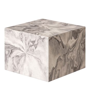Contemporary Ottoman Cube Decorative Pouf Footrest For Home (White Marble)