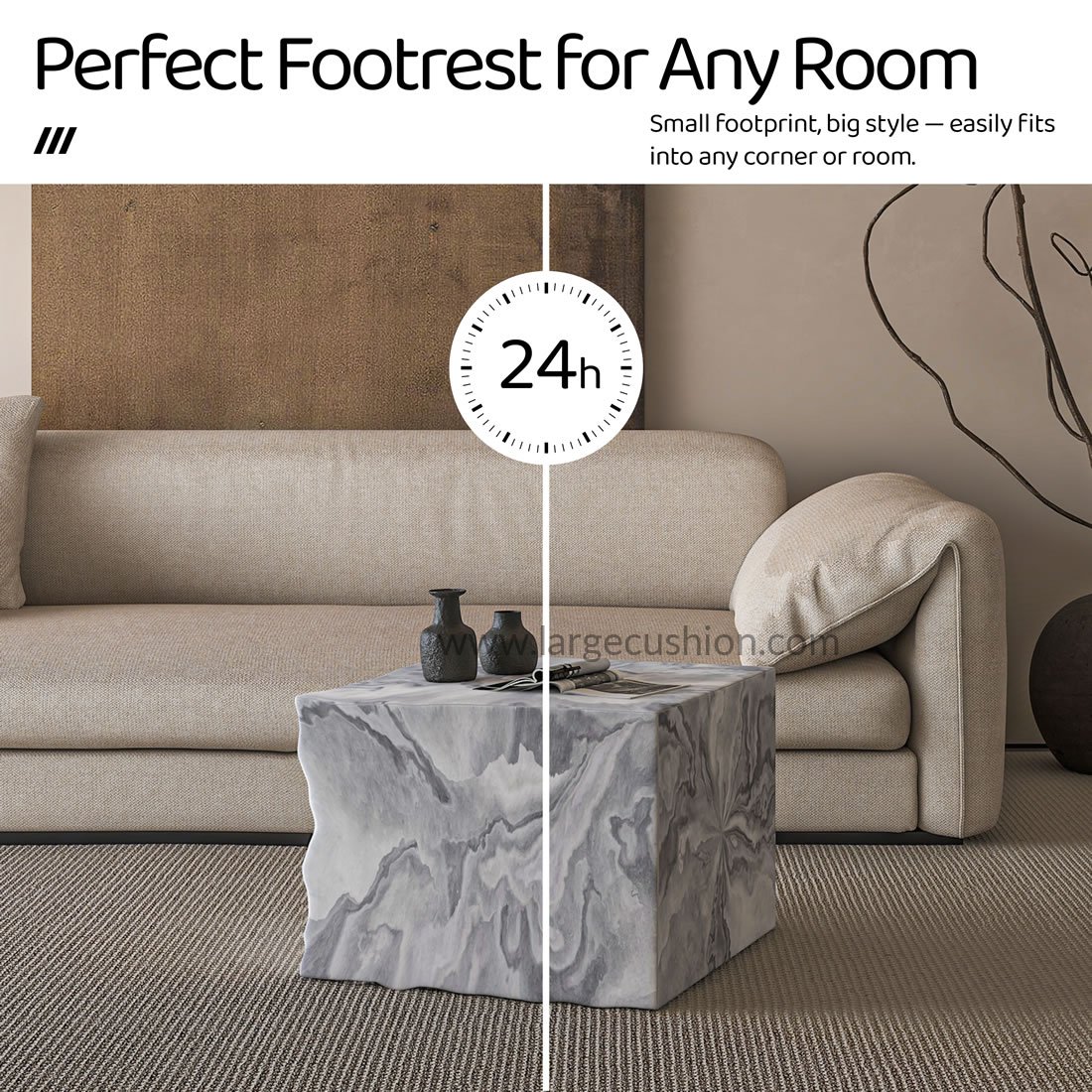 Contemporary Ottoman Cube Decorative Pouf Footrest For Home (White Marble) 6 Contemporary Ottoman Cube Decorative Pouf Footrest For Home (White Marble) - Image 6