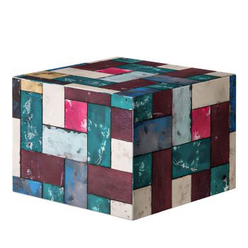Versatile Modern Ottoman Footstool, Stylish Pouf for Living Room Decor (Colorful Wood Blocks)