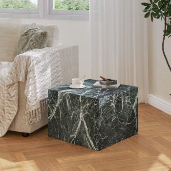 Stylish Pouf Ottoman Footrest - Multi-Functional & Marble Patterns (Dark Green Marble) 9 stylish pouf ottoman footrest 02