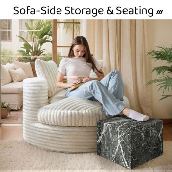 Stylish Pouf Ottoman Footrest - Multi-Functional & Marble Patterns (Dark Green Marble) 10 stylish pouf ottoman footrest 03