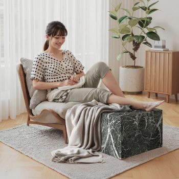 Stylish Pouf Ottoman Footrest - Multi-Functional & Marble Patterns (Dark Green Marble) 8 stylish pouf ottoman footrest 04