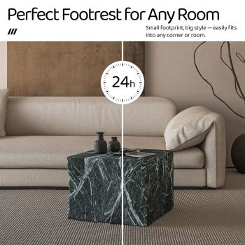Stylish Pouf Ottoman Footrest - Multi-Functional & Marble Patterns (Dark Green Marble) 12 stylish pouf ottoman footrest 06