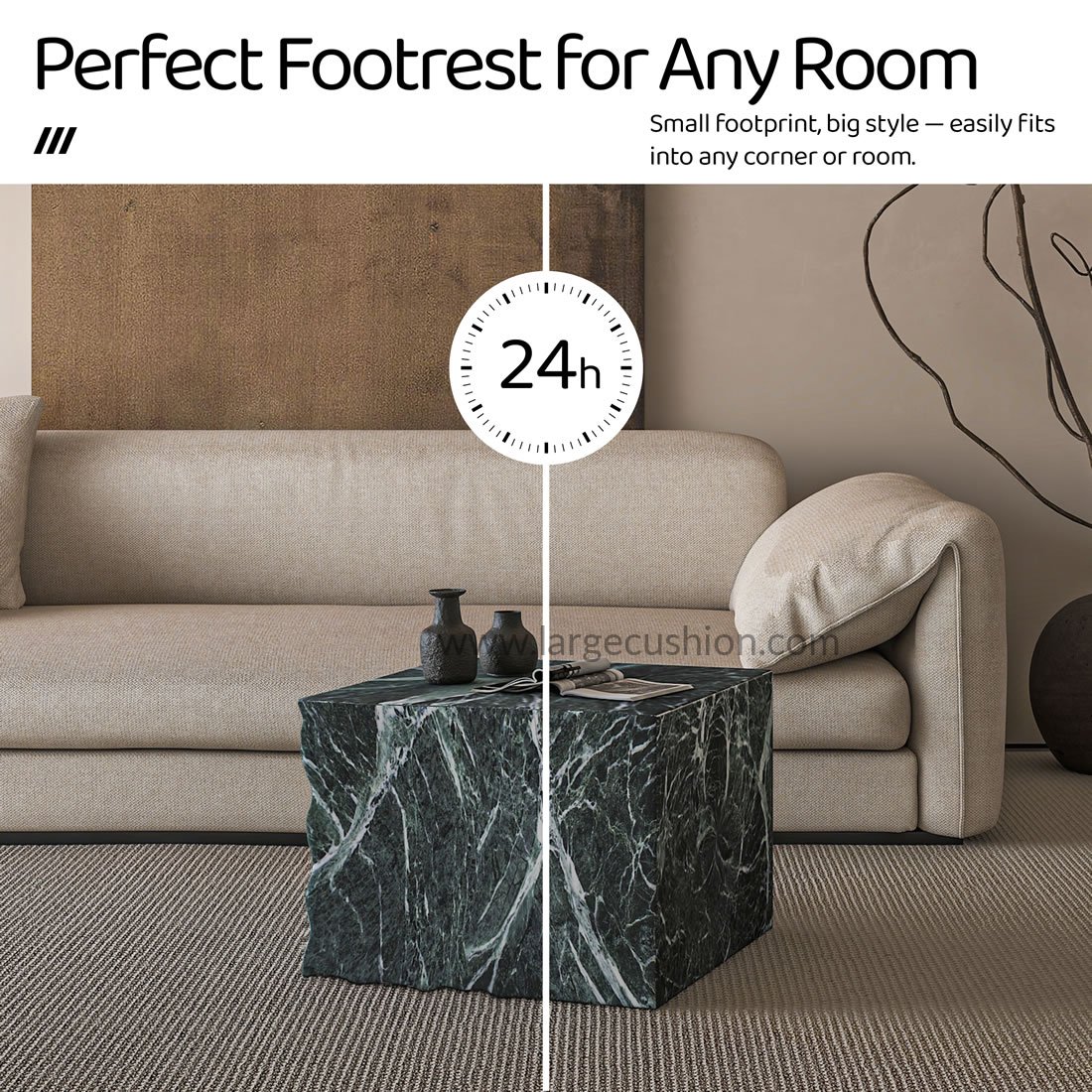 Stylish Pouf Ottoman Footrest - Multi-Functional & Marble Patterns (Dark Green Marble) 6 Stylish Pouf Ottoman Footrest - Multi-Functional & Marble Patterns (Dark Green Marble) - Image 6