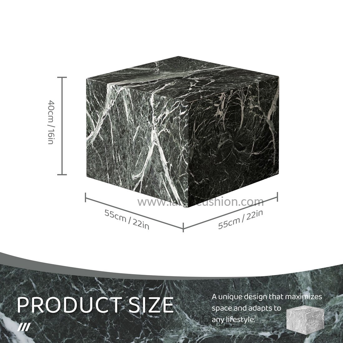 Stylish Pouf Ottoman Footrest - Multi-Functional & Marble Patterns (Dark Green Marble) 7 Stylish Pouf Ottoman Footrest - Multi-Functional & Marble Patterns (Dark Green Marble) - Image 7