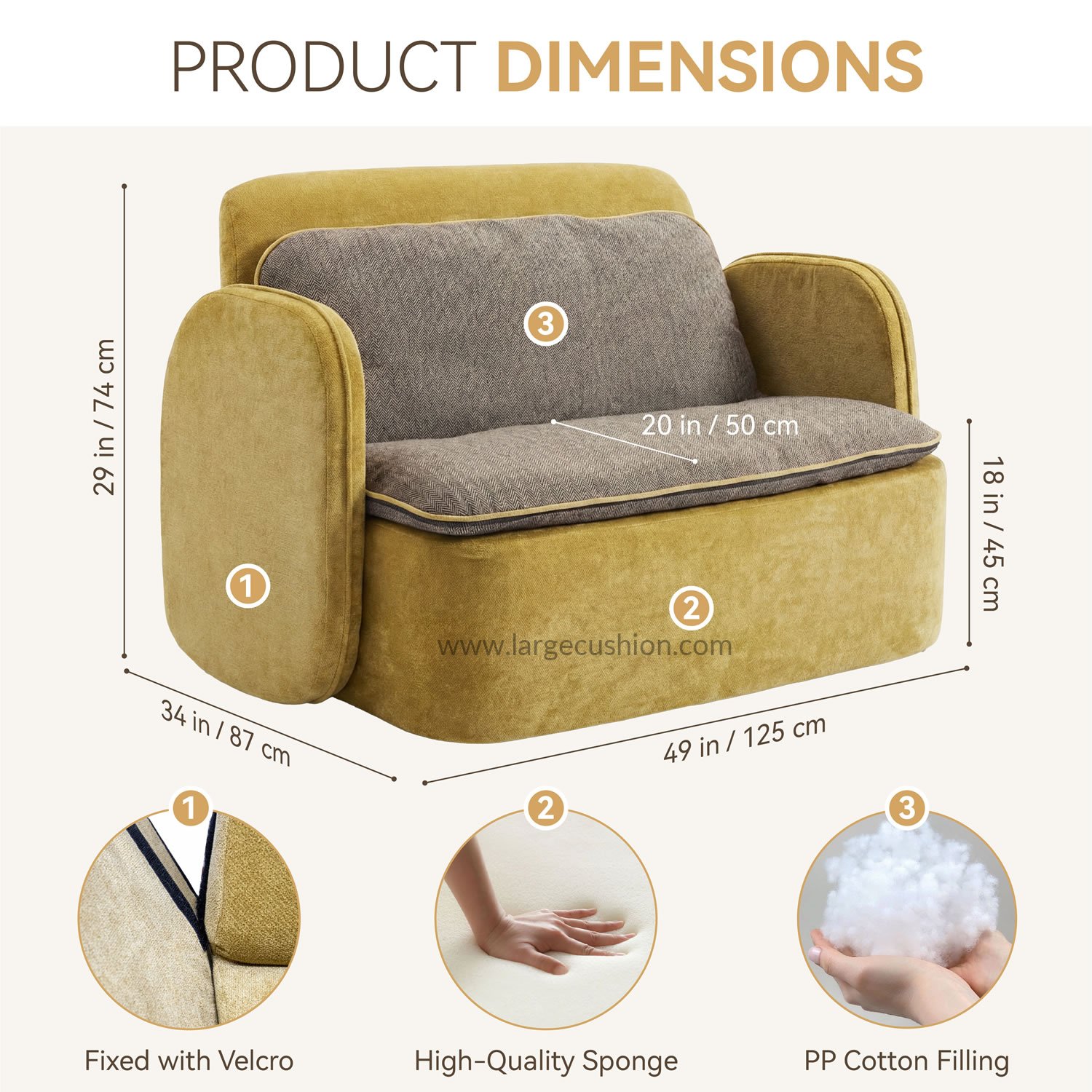 Modern Upholstered Loveseat Chair with Lumbar Support for Small Spaces 4 Modern Upholstered Loveseat Chair with Lumbar Support for Small Spaces - Image 4