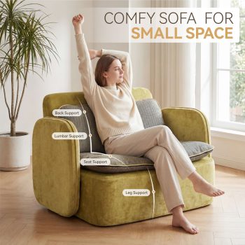 Modern Upholstered Loveseat Chair with Lumbar Support for Small Spaces 13 upholstered loveseat sofa chair 06