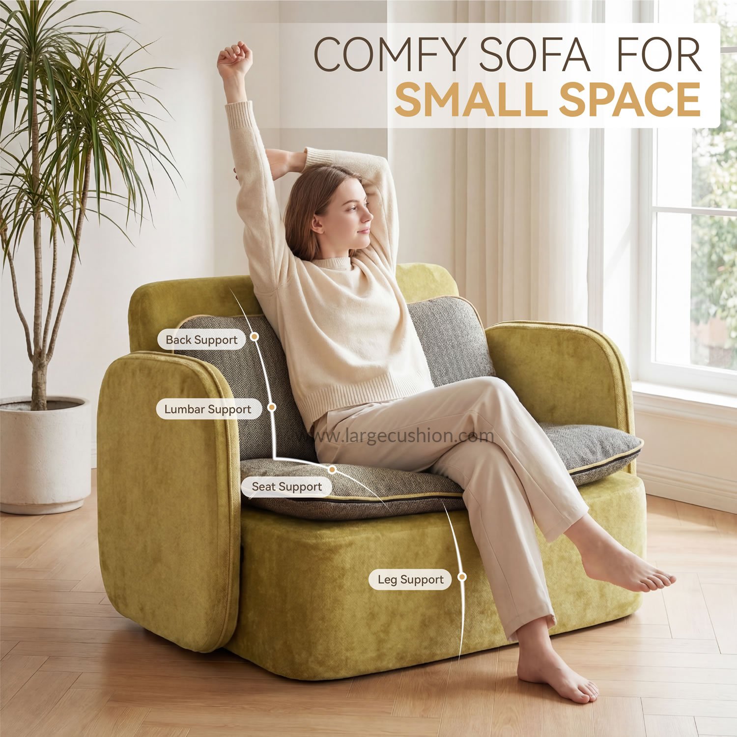 Modern Upholstered Loveseat Chair with Lumbar Support for Small Spaces 5 Modern Upholstered Loveseat Chair with Lumbar Support for Small Spaces - Image 5